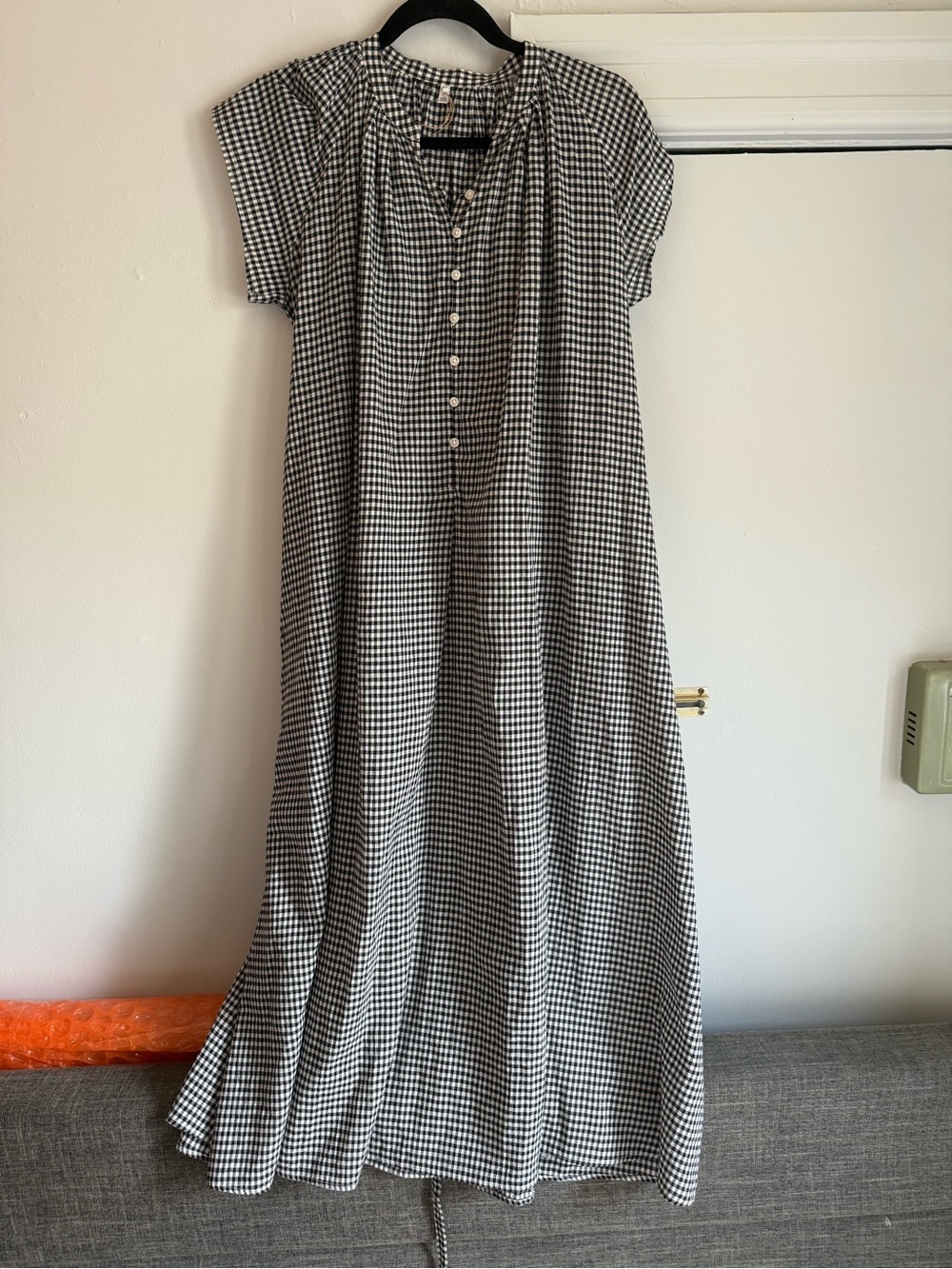Muji Black and White Gingham Maxi Dress